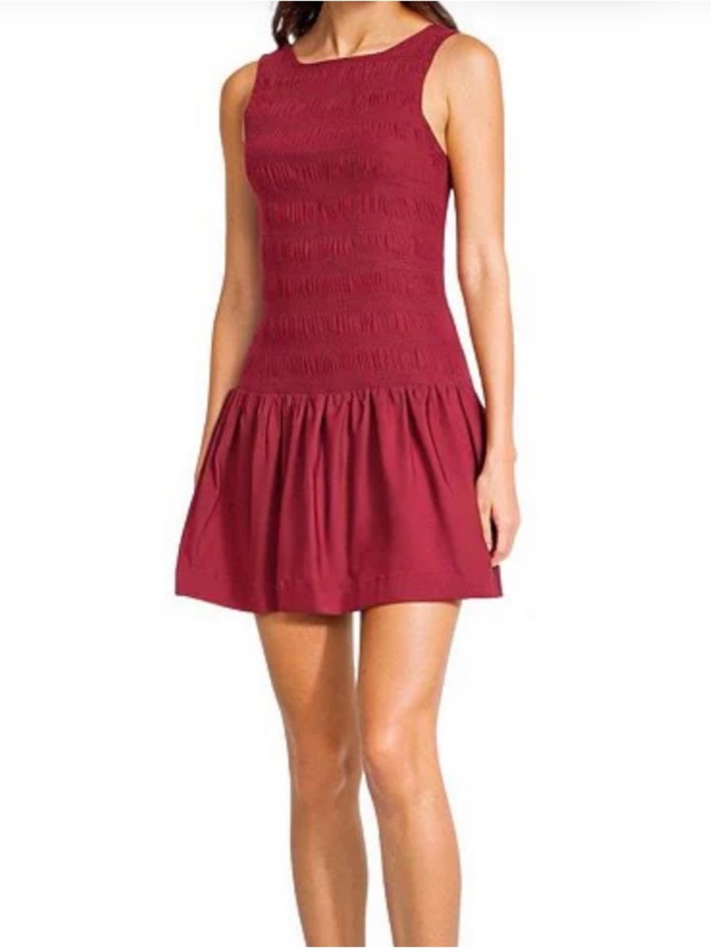GB Smocked Drop Waist Sleeveless Mini Dress -wine- NWT